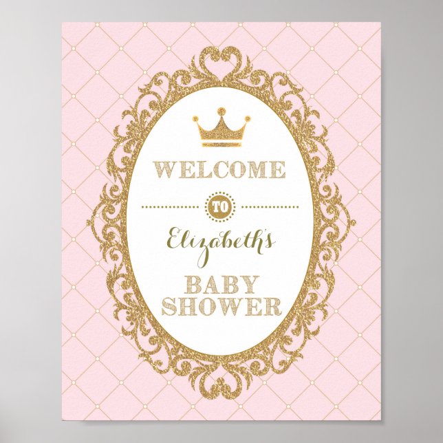 Royal Princess Baby shower Affiche de bienvenue or (Devant)
