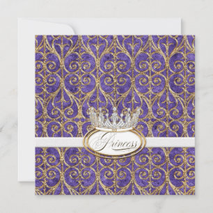 Royal Princess Crown Girl Invitations de fête d'an