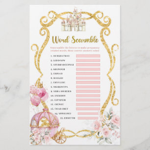 Royal Princess Pink Carriage Word Scramble Jeux