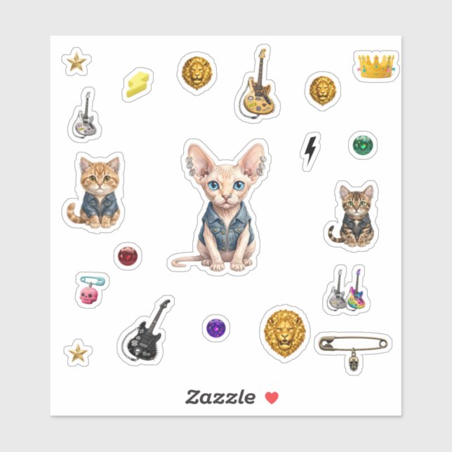 Royal  Punk-Cat Stickers (Feuille)