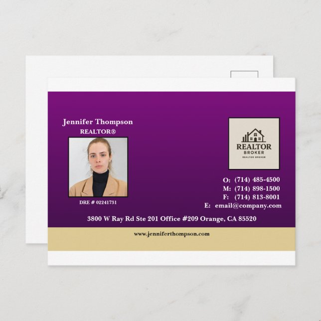 Royal Purple avec carte postale Gold Accent (Devant / Derrière)