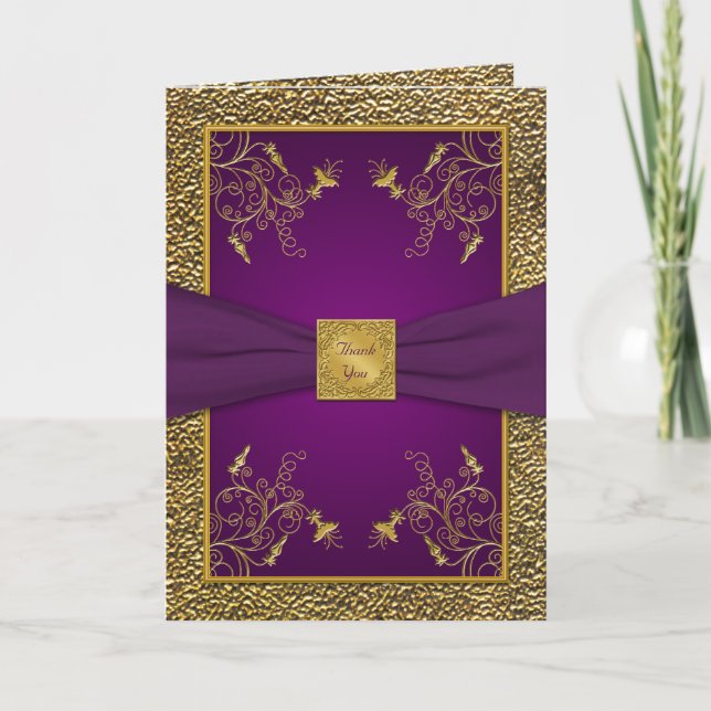 Royal Purple et Gold Carte de remerciements (Devant)