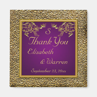 Royal Purple et or Floral mariage Favor Magnet