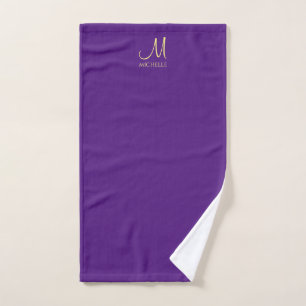 Royal Purple & Gold Nom Monogramme manuscrit