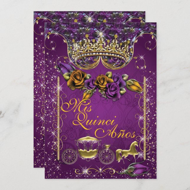 Royal Quinceañera et Sweet 16 Invitations de fête (Devant / Derrière)