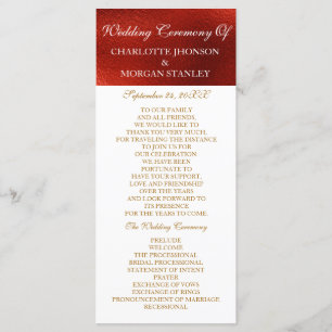 Royal Red Shiny White Wedding Programme