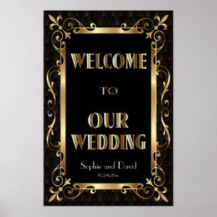 Royal Roaring 20s Gold Art Déco Affiche de bienven