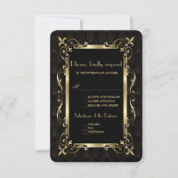 Royal Roaring 20s Gold Art Déco Wedding RSVP
