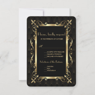 Royal Roaring 20s Gold Art Déco Wedding RSVP