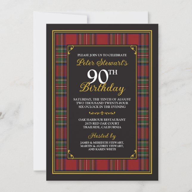 Royal Stewart Tartan 90e anniversaire Invitation (Devant)