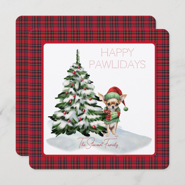 Royal Stewart Tartan Happy Pawlidays Chien (Devant / Derrière)