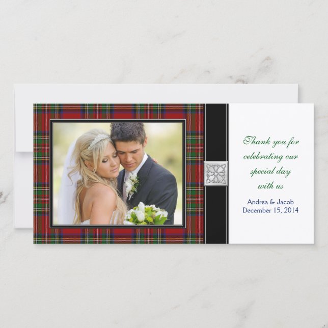 Royal Stewart Tartan Mariage Carte photo Merci  (Devant)
