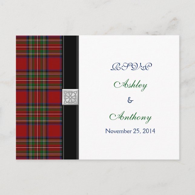 Royal Stewart Tartan Wedding Rsvp Répondre Carte P (Devant)
