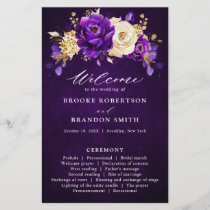 Royal Violet violet or Floral Wedding Programme