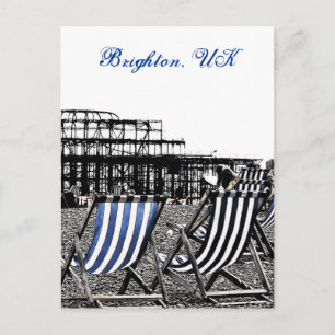(Royaume-Uni) Deckchairs vides, carte postale de l