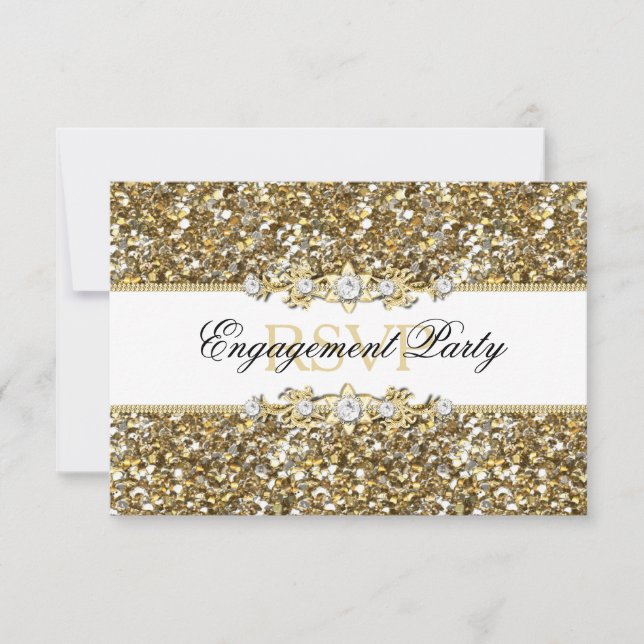RSVP à la soirée de fiançailles paillettes dorées  (Devant)