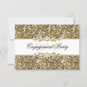RSVP à la soirée de fiançailles paillettes dorées