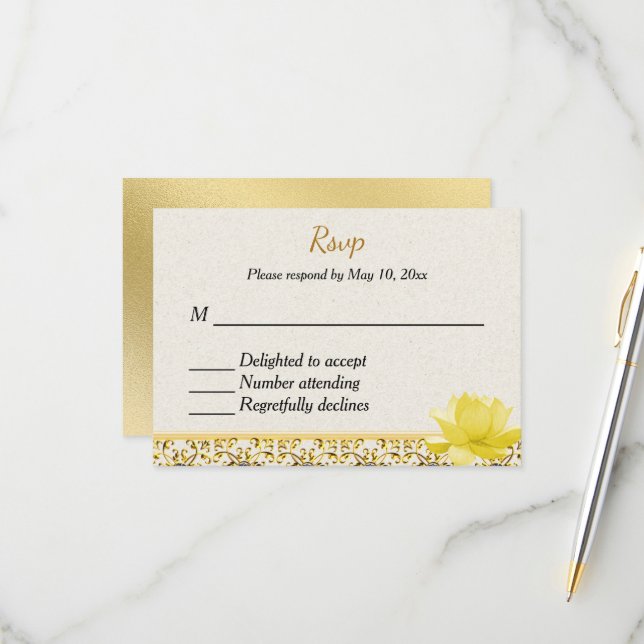 RSVP à une invitation de mariage hindou indien (Devant/Arrière en situation)