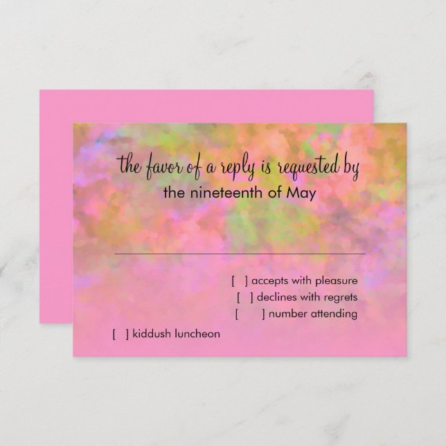 RSVP Abstract Design en rose (Devant / Derrière)