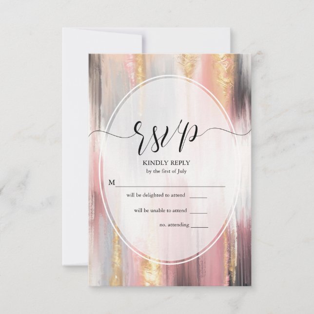RSVP Abstrait Brush Strokes Blush Gold Charcoal (Devant)