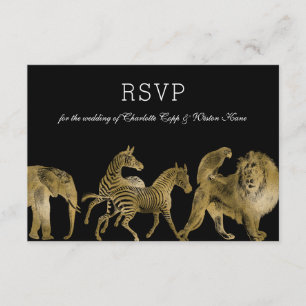 RSVP Animaux africains Zoo Mariage Gold
