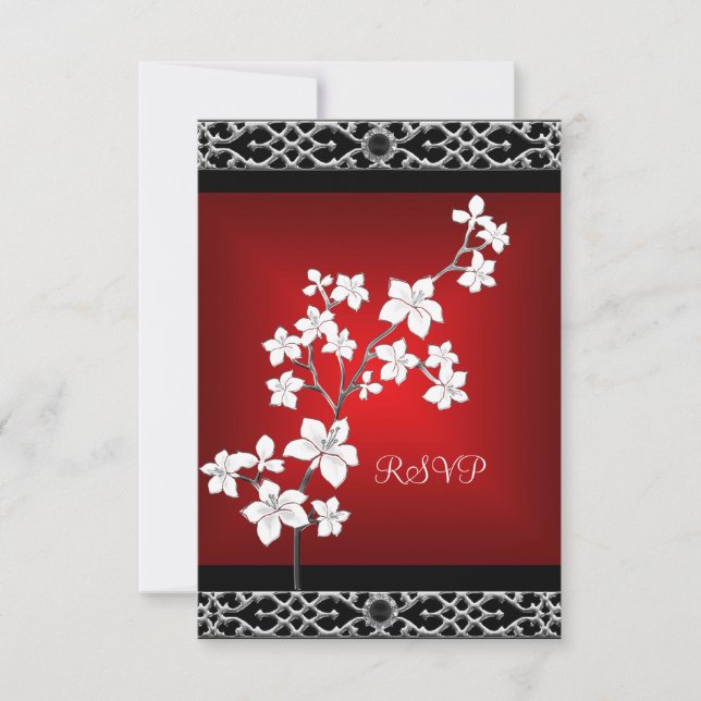 RSVP Anniversaire Asiatique Rouge Noir Floral Arge (Devant)