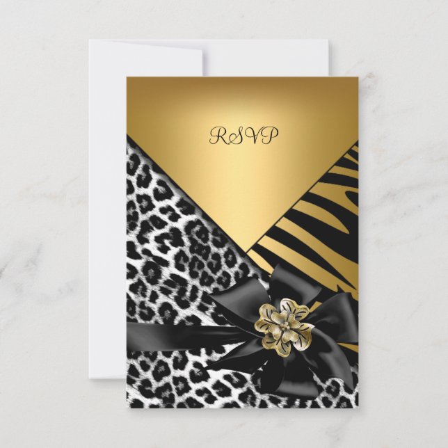 RSVP Anniversaire Fête Zebra Leopard Gold Elegant (Devant)