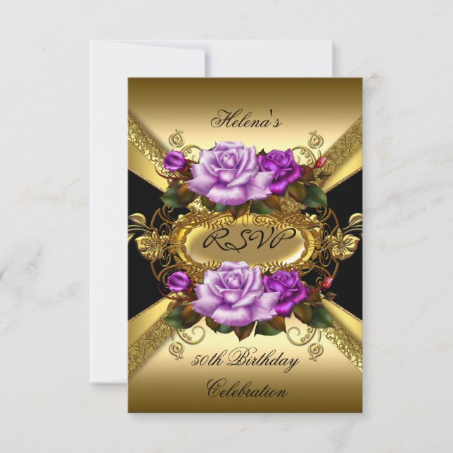 RSVP Anniversaire Roses Purple Gold Black (Devant)