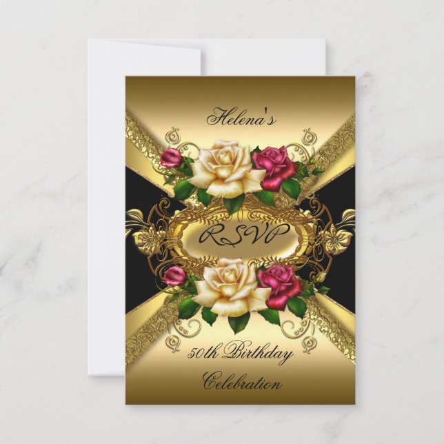 RSVP Anniversaire Roses Red Cream Gold (Devant)