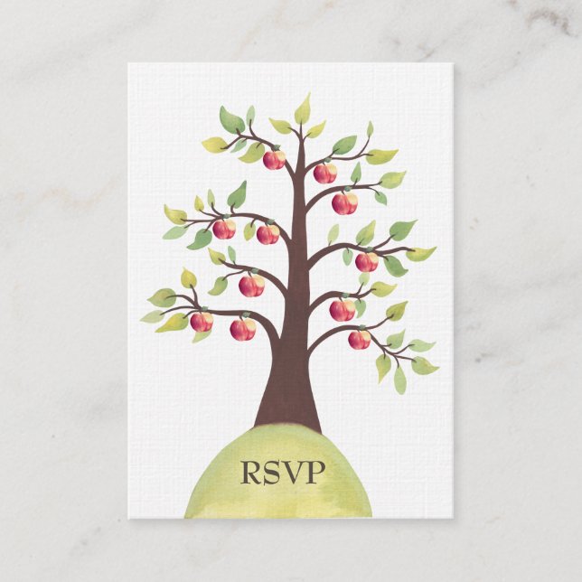 RSVP Apple Tree Watercolor Nature Wedding Cartes (Devant)