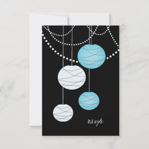 RSVP Aqua Blue Paper Lanterns Cartes de Mariage