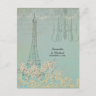 RSVP Aqua Vintage Paris Mariage élégant parisien