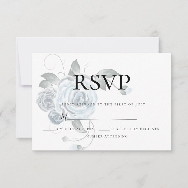 RSVP | Aquarelle Dusty Blue Floral Mariage (Devant)