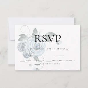RSVP   Aquarelle Dusty Blue Floral Mariage