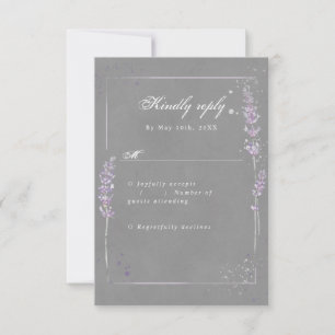 RSVP aquarelle lavande gris mariage rsvp