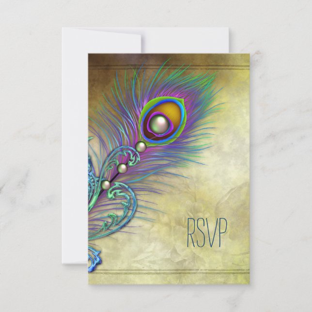 RSVP au paon vintage (Devant)