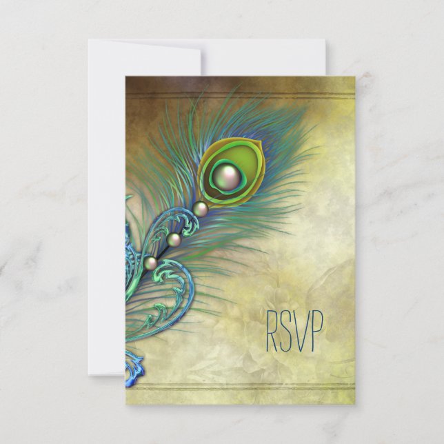 RSVP au paon vintage (Devant)