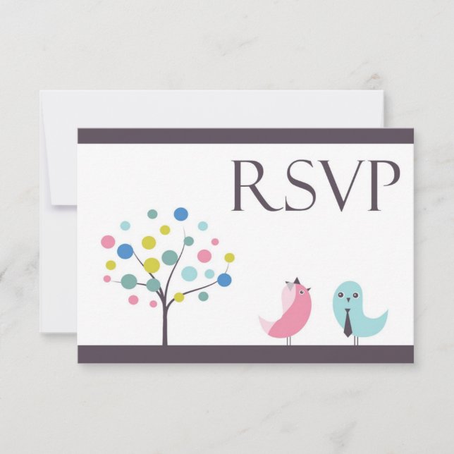 RSVP avec carte d'oiseaux Mariages alimentaires (Devant)