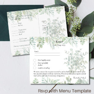 RSVP avec Modèle de menu Boho feuille de verdure r