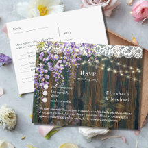 RSVP avec Modèle de menu Dentelle rustique Wisteri
