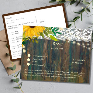 RSVP avec modèle de menu Tournesols rustiques de