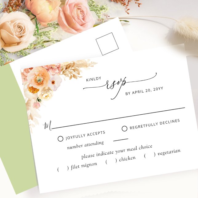 RSVP avec/sans Repas, Pêche et Carte postale verte (Créateur téléchargé)