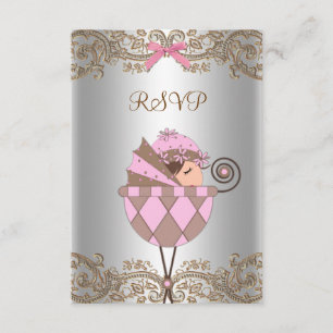 RSVP Baby Shower Fille Dentelle Rose Marron