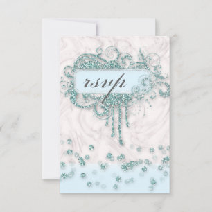 RSVP Baby Shower Garçon Marbre Bleu Confettis Pail