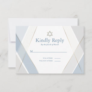 RSVP Bar Mitzvah Moderne Géométrique Bleu gris