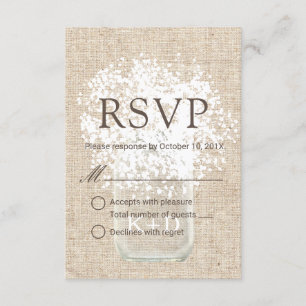 RSVP   Bébé's Breath Mason Jar Rustic Mariage