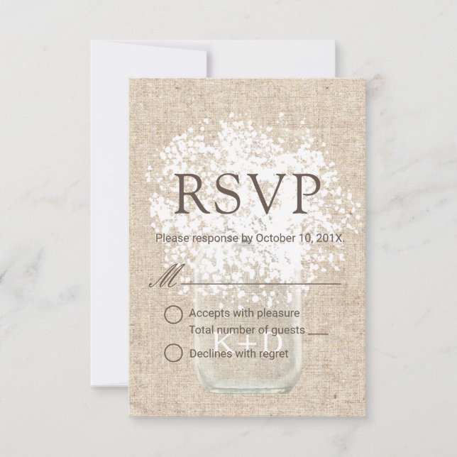RSVP | Bébé's Breath Mason Jar Rustic Mariage (Devant)