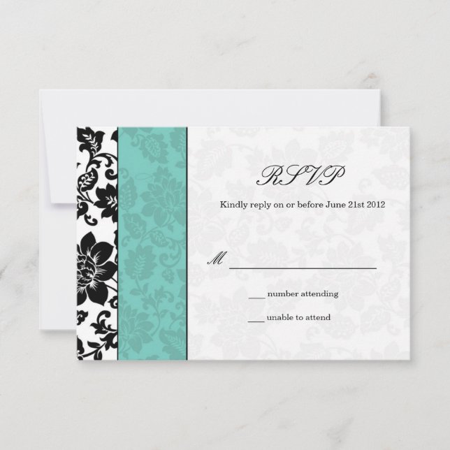 RSVP Black et Aqua Mariage damassé (Devant)