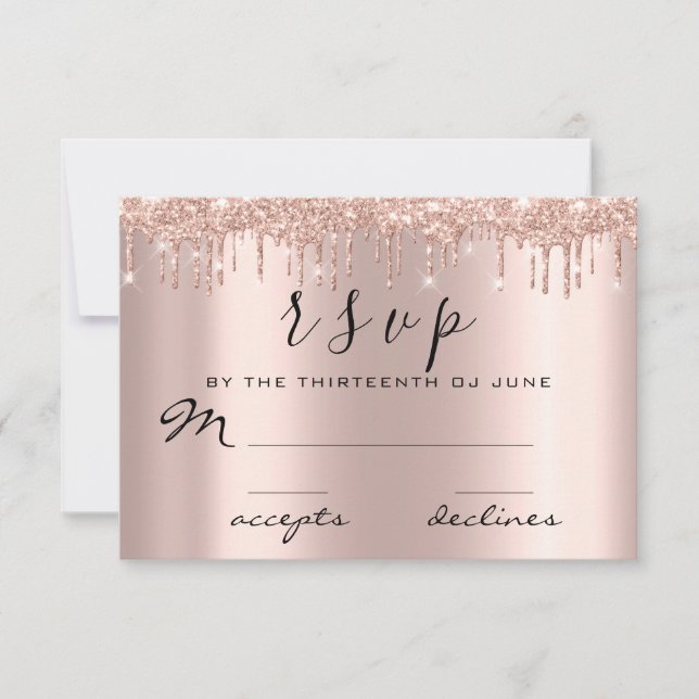 RSVP Black Rose Gold Glitter Drips (Devant)
