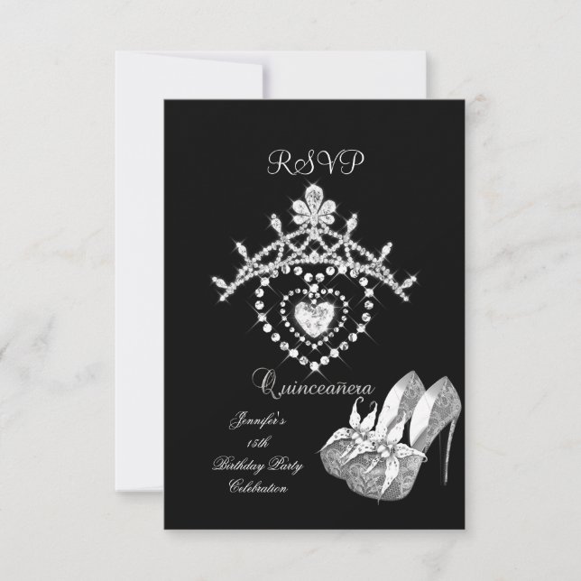 RSVP Black White Quinceanera Party Chaussures Tiar (Devant)